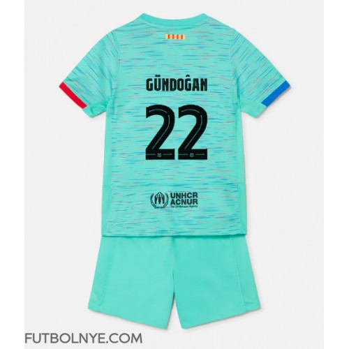 Camiseta Barcelona Ilkay Gundogan #22 Tercera Equipación para niños 2023-24 manga corta (+ pantalones cortos)